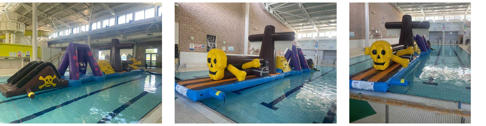 Pirate pool inflatables and slide at Garston pool